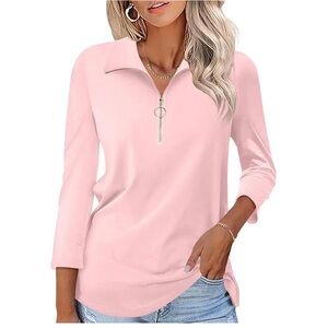 NWT Women’s Light Pink Zip-Front Pullover Top 2XL